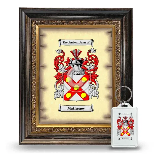 Matheney Framed Coat of Arms and Keychain - Heirloom