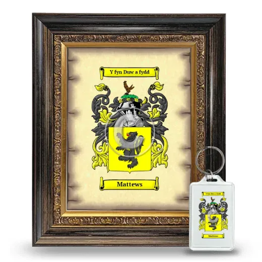 Mattews Framed Coat of Arms and Keychain - Heirloom