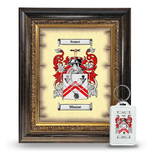 Maune Framed Coat of Arms and Keychain - Heirloom