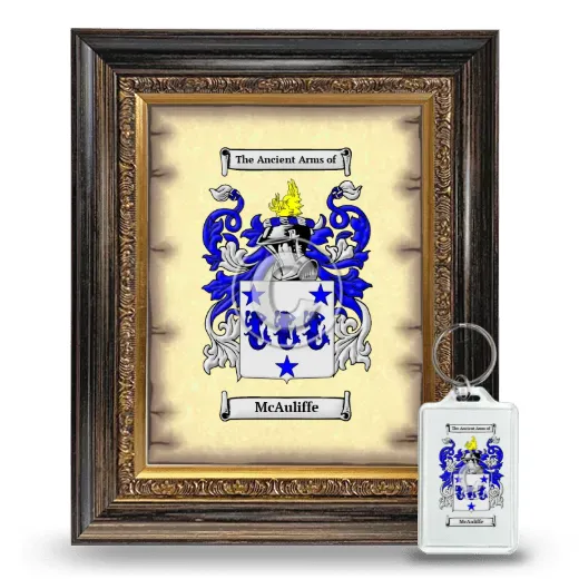McAuliffe Framed Coat of Arms and Keychain - Heirloom