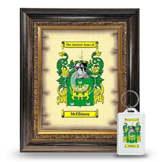 McElhinny Framed Coat of Arms and Keychain - Heirloom