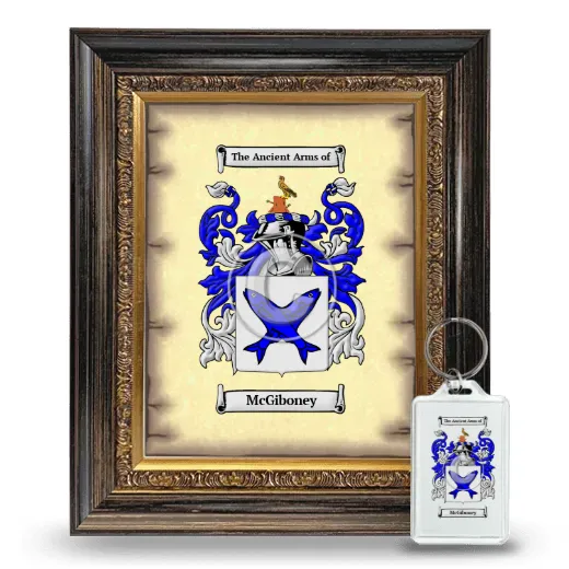 McGiboney Framed Coat of Arms and Keychain - Heirloom
