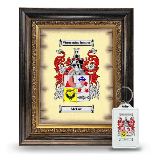 McLan Framed Coat of Arms and Keychain - Heirloom