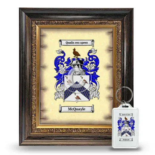 McQuayle Framed Coat of Arms and Keychain - Heirloom