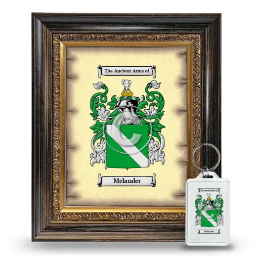 Melander Framed Coat of Arms and Keychain - Heirloom