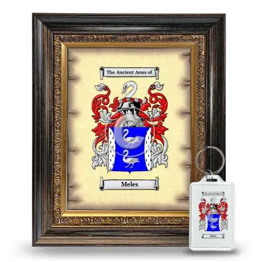 Meles Framed Coat of Arms and Keychain - Heirloom