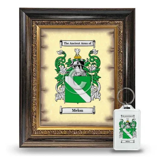 Melon Framed Coat of Arms and Keychain - Heirloom