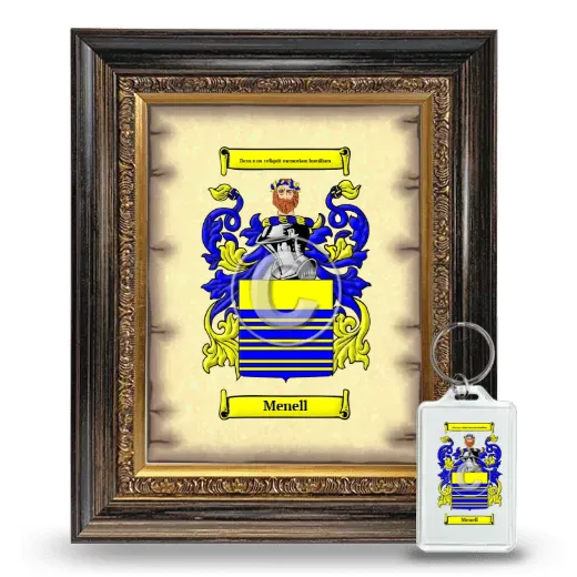 Menell Framed Coat of Arms and Keychain - Heirloom