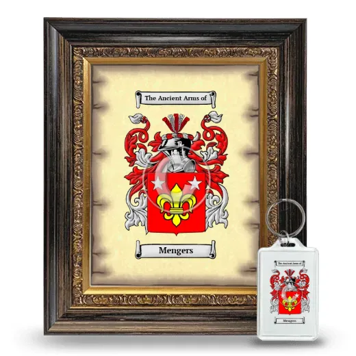 Mengers Framed Coat of Arms and Keychain - Heirloom