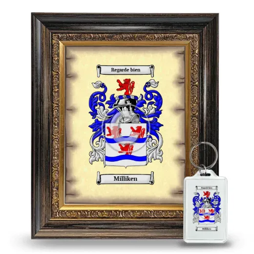 Milliken Framed Coat of Arms and Keychain - Heirloom