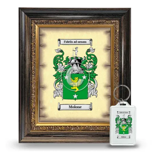 Molone Framed Coat of Arms and Keychain - Heirloom