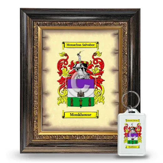 Monkhouse Framed Coat of Arms and Keychain - Heirloom