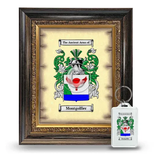 Montgolfier Framed Coat of Arms and Keychain - Heirloom