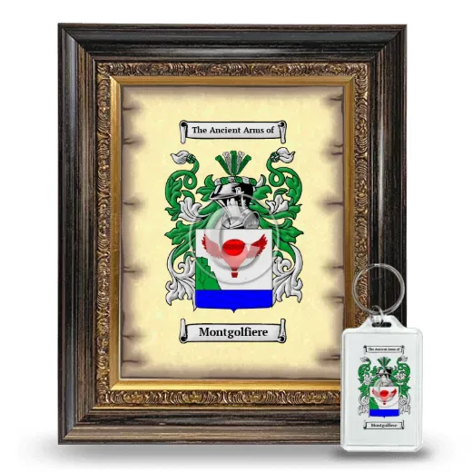 Montgolfiere Framed Coat of Arms and Keychain - Heirloom