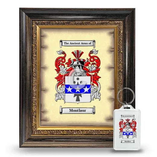 Montlaur Framed Coat of Arms and Keychain - Heirloom