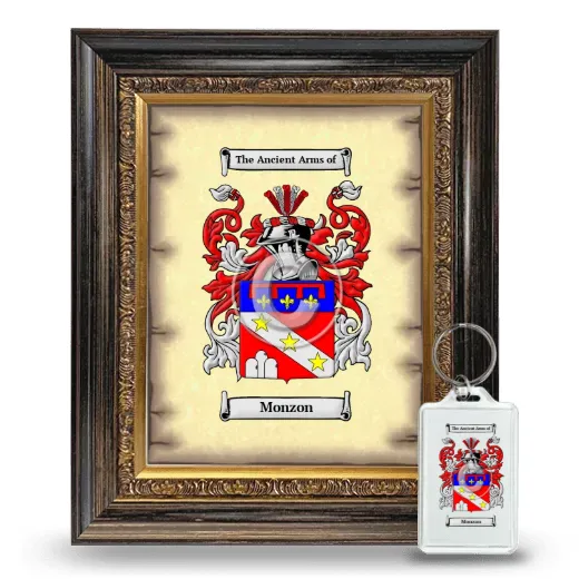 Monzon Framed Coat of Arms and Keychain - Heirloom