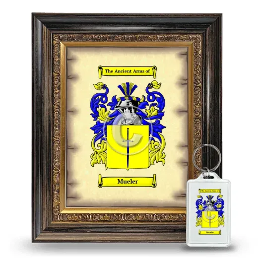 Mueler Framed Coat of Arms and Keychain - Heirloom