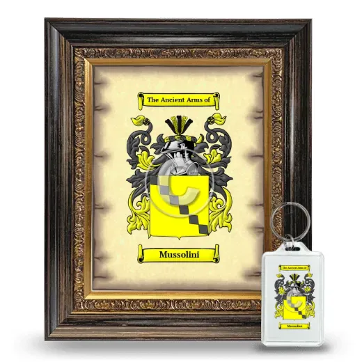 Mussolini Framed Coat of Arms and Keychain - Heirloom