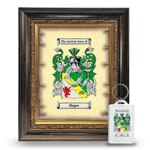 Neger Framed Coat of Arms and Keychain - Heirloom