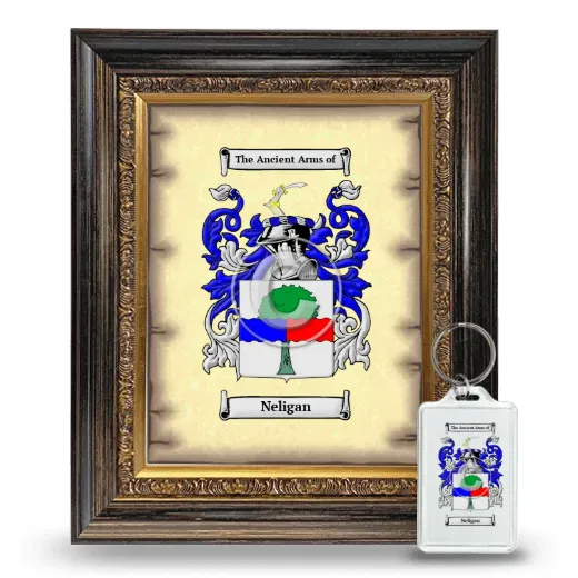 Neligan Framed Coat of Arms and Keychain - Heirloom