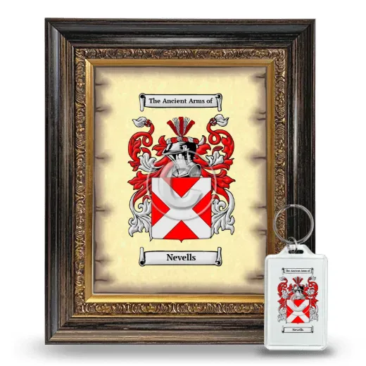 Nevells Framed Coat of Arms and Keychain - Heirloom