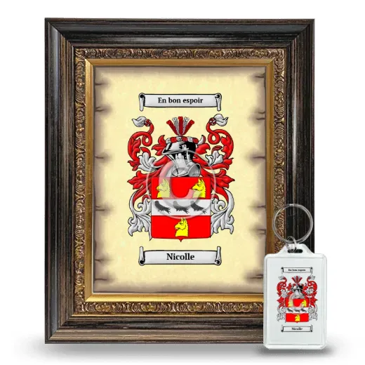 Nicolle Framed Coat of Arms and Keychain - Heirloom