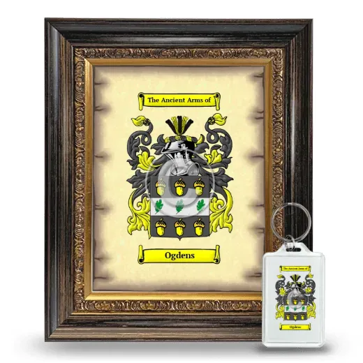 Ogdens Framed Coat of Arms and Keychain - Heirloom