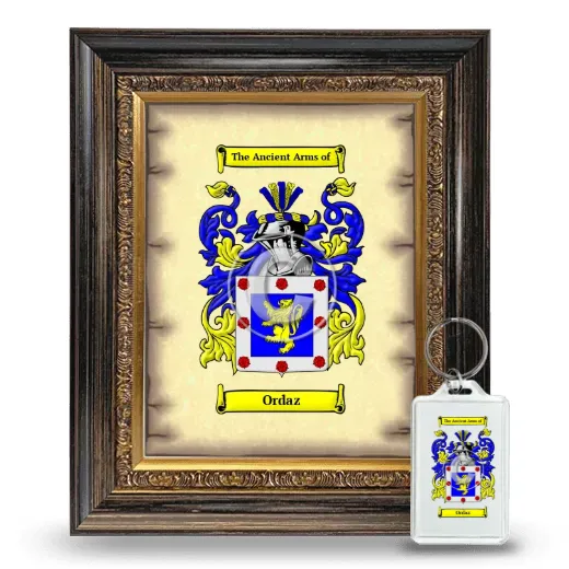 Ordaz Framed Coat of Arms and Keychain - Heirloom