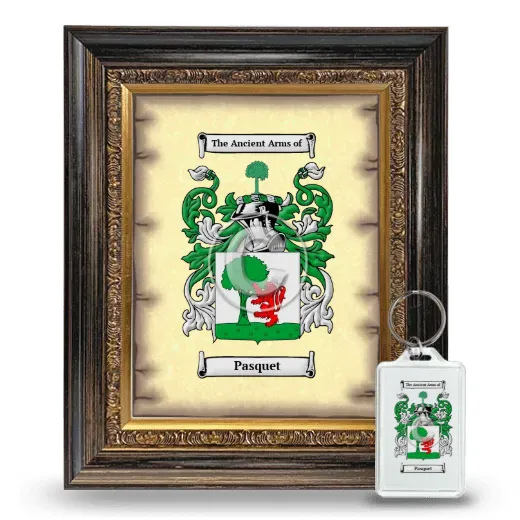 Pasquet Framed Coat of Arms and Keychain - Heirloom
