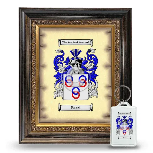 Pazzi Framed Coat of Arms and Keychain - Heirloom