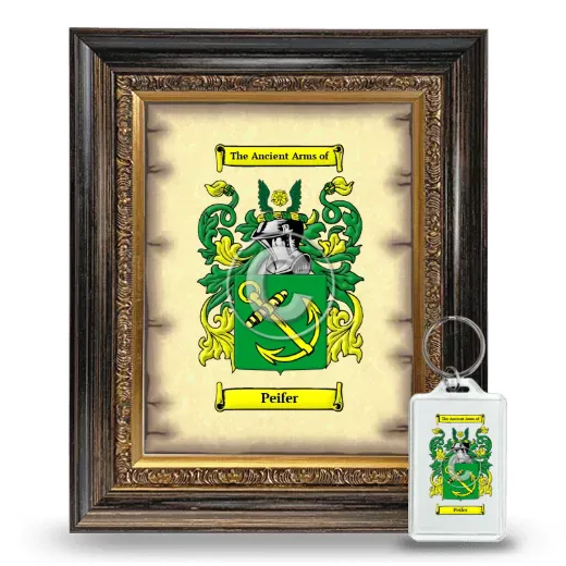 Peifer Framed Coat of Arms and Keychain - Heirloom