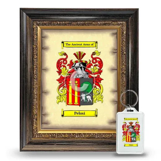 Pelosi Framed Coat of Arms and Keychain - Heirloom