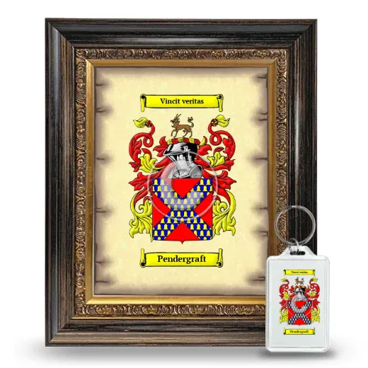 Pendergraft Framed Coat of Arms and Keychain - Heirloom