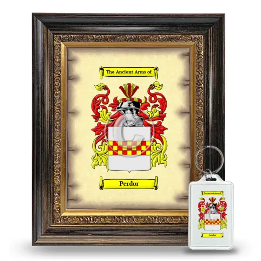 Perdor Framed Coat of Arms and Keychain - Heirloom
