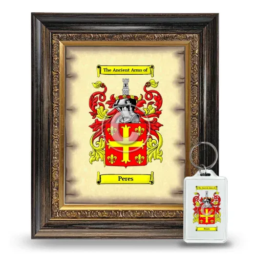 Peres Framed Coat of Arms and Keychain - Heirloom