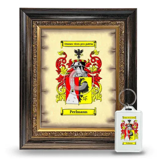 Perlmann Framed Coat of Arms and Keychain - Heirloom
