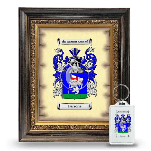 Perrone Framed Coat of Arms and Keychain - Heirloom