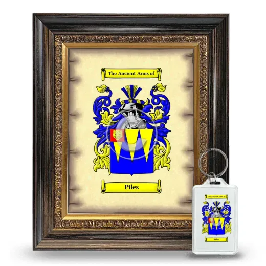Piles Framed Coat of Arms and Keychain - Heirloom