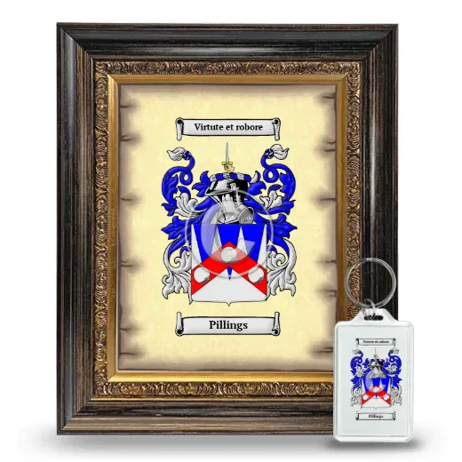 Pillings Framed Coat of Arms and Keychain - Heirloom