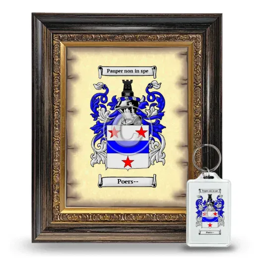 Poers-- Framed Coat of Arms and Keychain - Heirloom