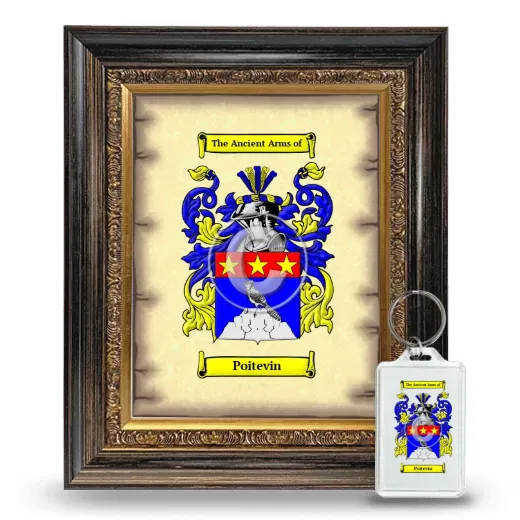 Poitevin Framed Coat of Arms and Keychain - Heirloom