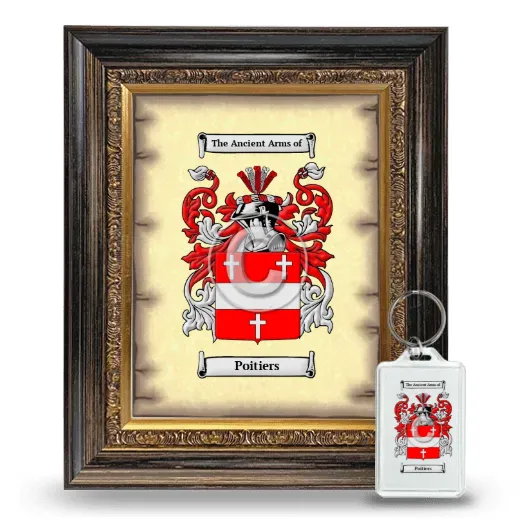 Poitiers Framed Coat of Arms and Keychain - Heirloom