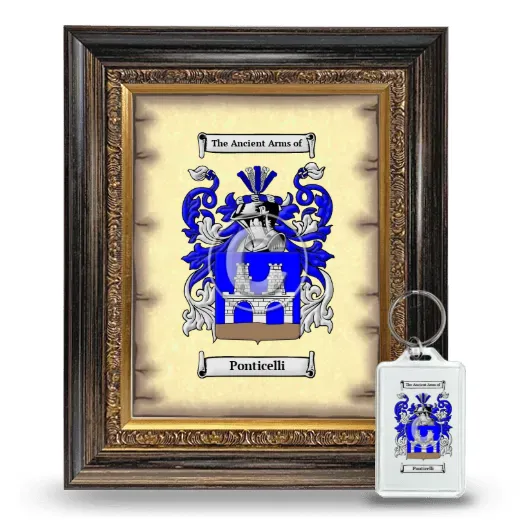 Ponticelli Framed Coat of Arms and Keychain - Heirloom
