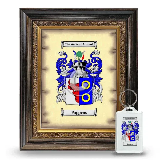 Poppens Framed Coat of Arms and Keychain - Heirloom