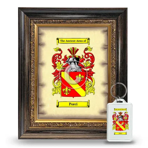 Porci Framed Coat of Arms and Keychain - Heirloom