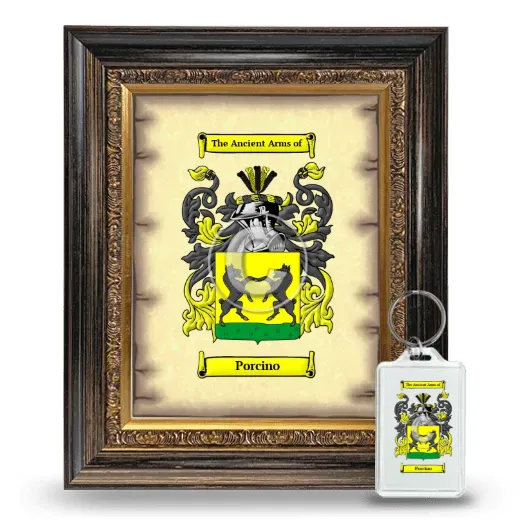 Porcino Framed Coat of Arms and Keychain - Heirloom