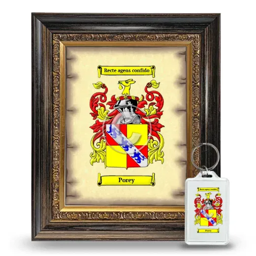 Porey Framed Coat of Arms and Keychain - Heirloom