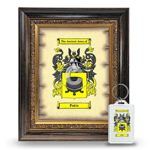 Potts Framed Coat of Arms and Keychain - Heirloom