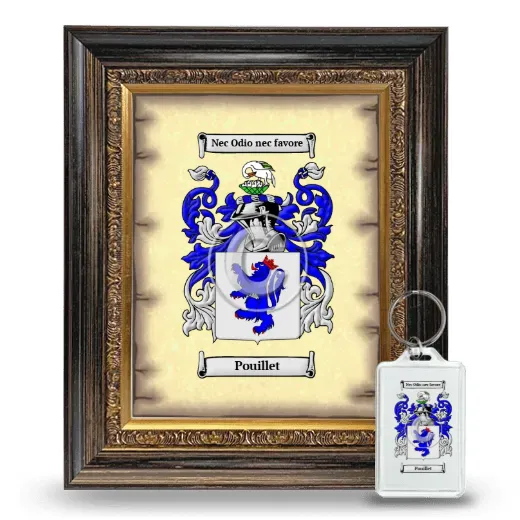 Pouillet Framed Coat of Arms and Keychain - Heirloom