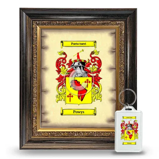 Powys Framed Coat of Arms and Keychain - Heirloom